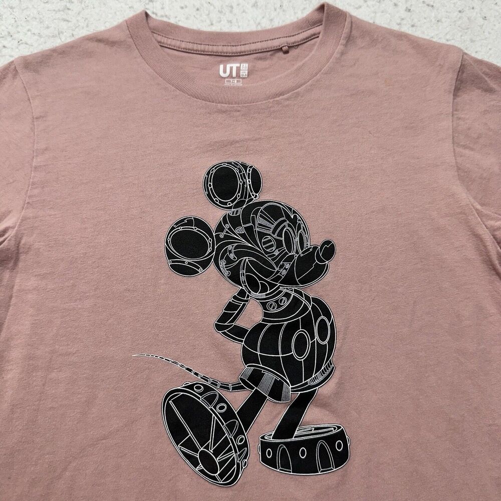 Uniqlo Disney Youth 7-8 Crewneck Short Sleeve Graphic T Shirt Pink Mickey Tee - Picture 2 of 13